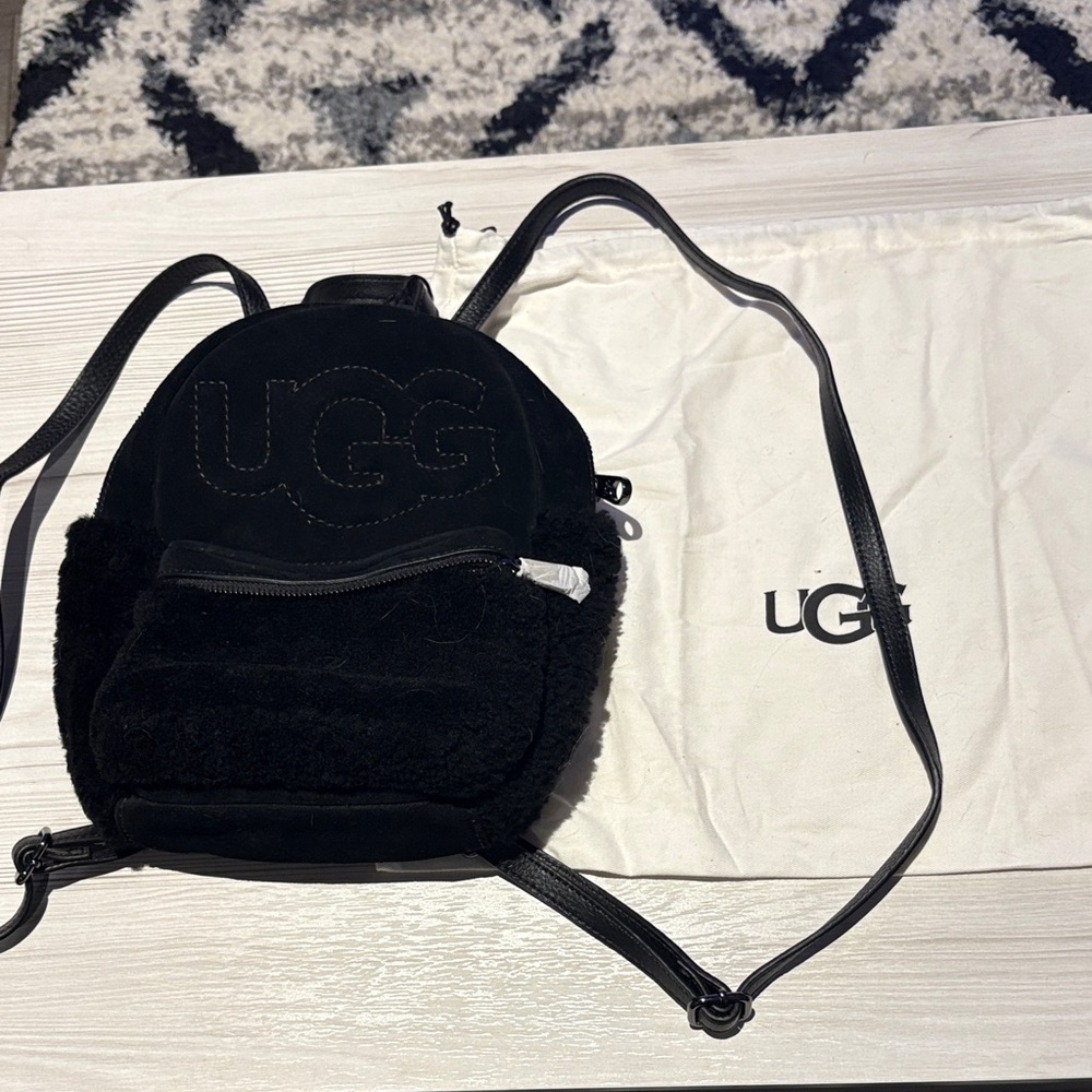 UGG Black Mini Shearling Backpack - new